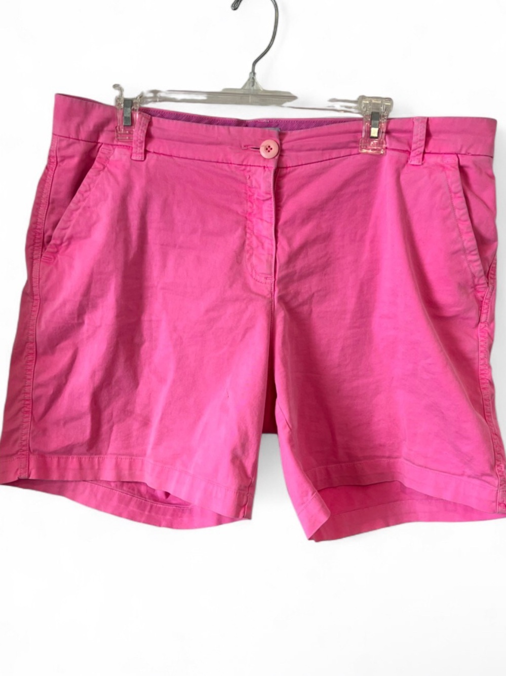 crown & ivy Bright Pink Cotton Bermuda Shorts